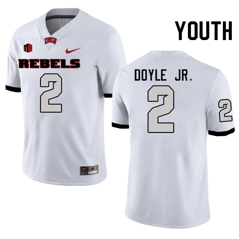 Youth #2 Antonio Doyle Jr. UNLV Rebels College Football Jerseys Stitched-White